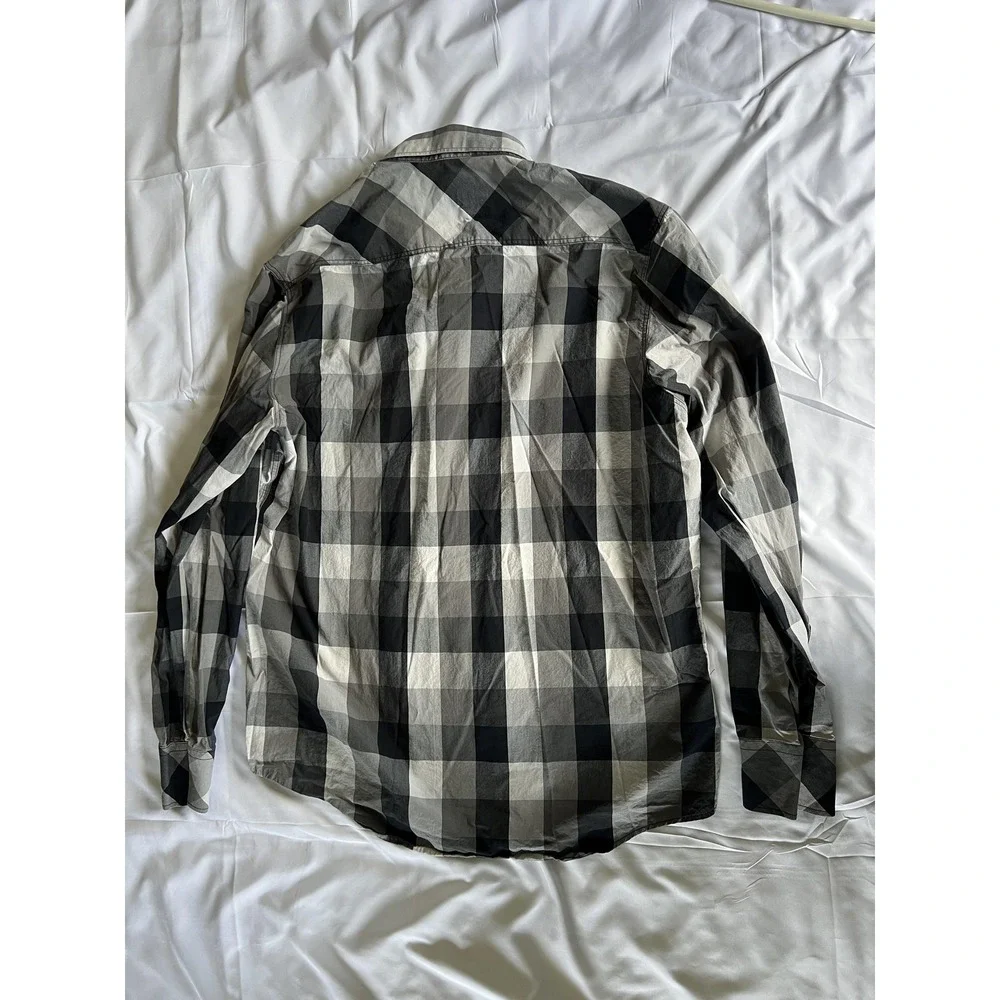 7 Diamonds Shirt Mens XL Black Gray White Plaid Button Down Embroidered Pockets - Picture 5 of 15